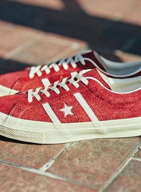 折日本包直邮converse STAR&BARS SUEDE绒面红色经典运动休闲板鞋