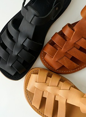 日本代购直邮波兰制duckfeet Ringkøbing绑带牛皮凉鞋猪笼鞋包头