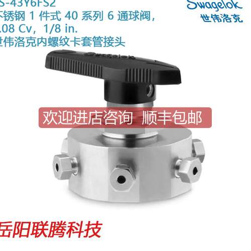Swagelok世伟洛克（SS-43Y6FS2锈钢 1 件式 40 系列 6 通球