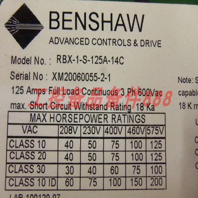BENSHAW RBX-1-S-125A-14C