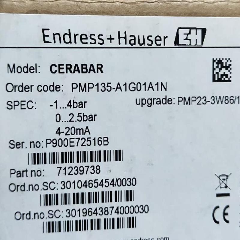 压力变送器E+H恩德斯豪斯  PMP135-A1G01A1N PMP23-3W86/