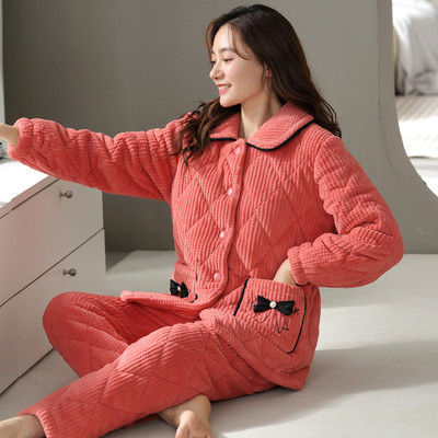 睡衣女款2025新款冬装高级感女生秋冬加绒加厚大码家居服可外穿