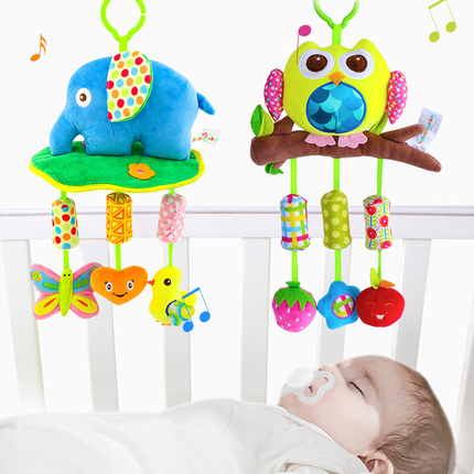 婴儿摇铃床挂可咬宝宝车床挂件新生儿益智安抚玩具车载音乐风铃响
