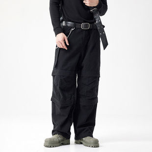 罚罪2黄景瑜秦枫同款格子裤户外裤子黑色复古直筒宽松牛仔裤子男