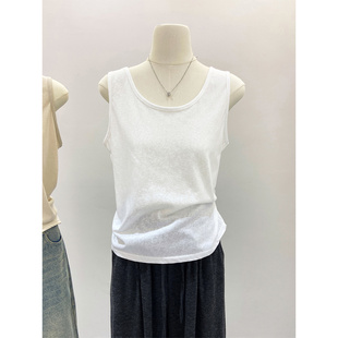 遮副乳薄款冰丝无袖背心女夏季U领内搭宽松打底上衣竹节棉小吊带