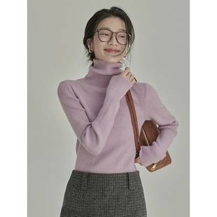 高冷酷飒复古时尚别致软糯高领长袖针织打底衫女秋冬内搭毛衣上衣