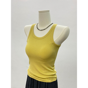 欧货美背遮副乳显瘦螺纹背心打底衫女夏季内搭一体式胸垫吊带上衣
