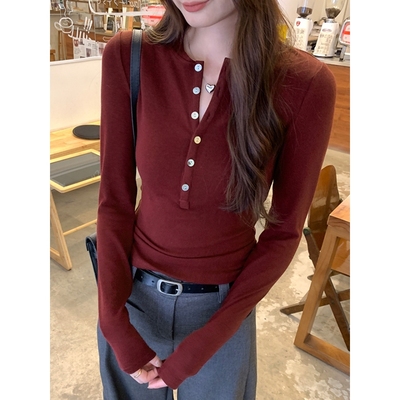 韩系chic亨利领修身内搭长袖打底