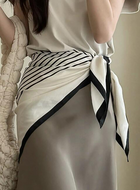 波西米亚腰带女士2025新款大方巾时尚丝巾装饰高级感飘带法式领巾