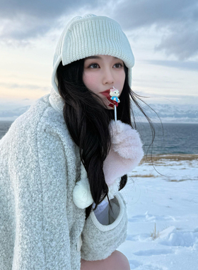 针织毛线帽女冬季2025新款东北旅行穿搭护耳帽子保暖百搭显脸小