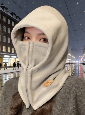 大头围帽子女士冬季防寒护耳防风头套面罩围脖一体电动车骑行保暖