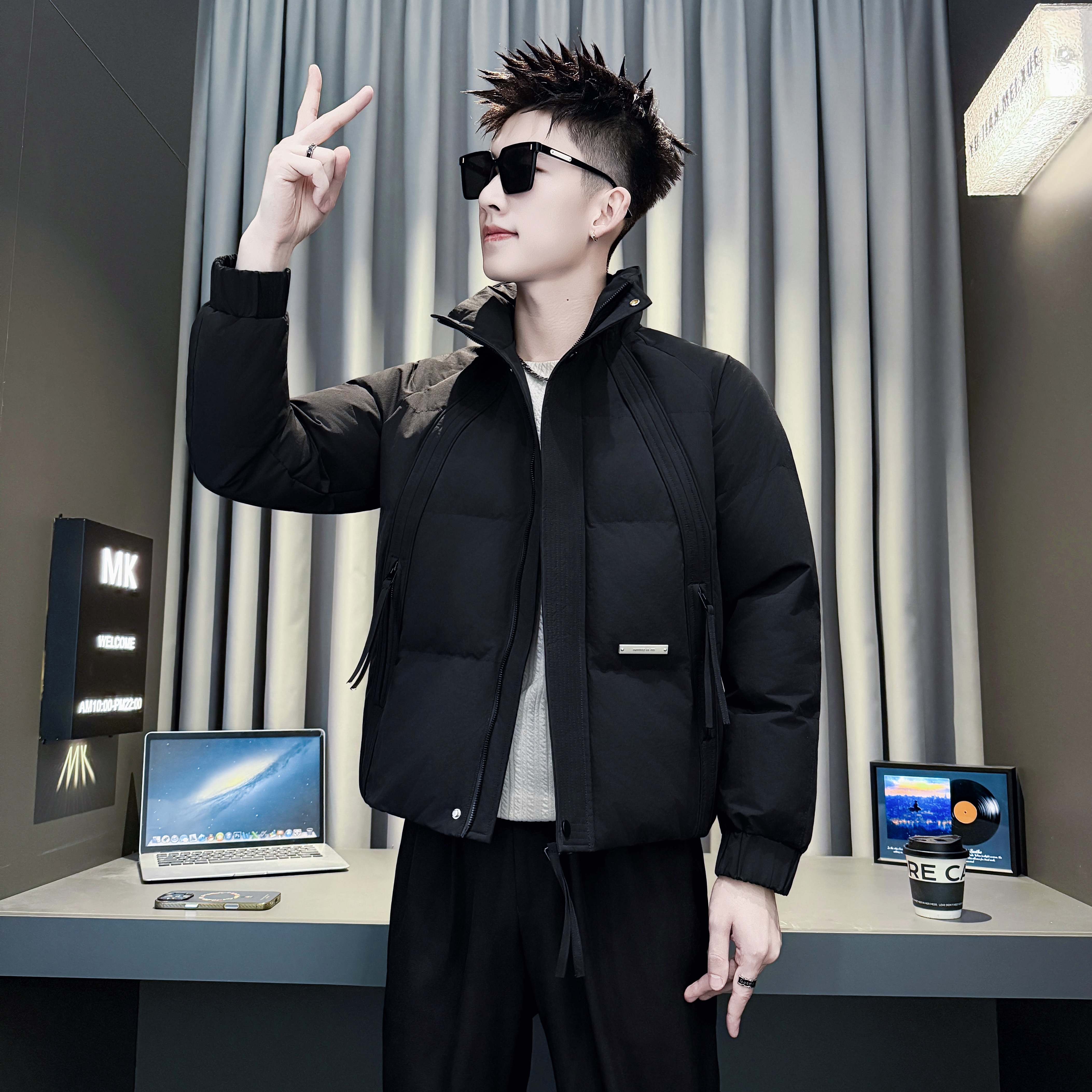 特小码男短款立领修身保暖棉衣