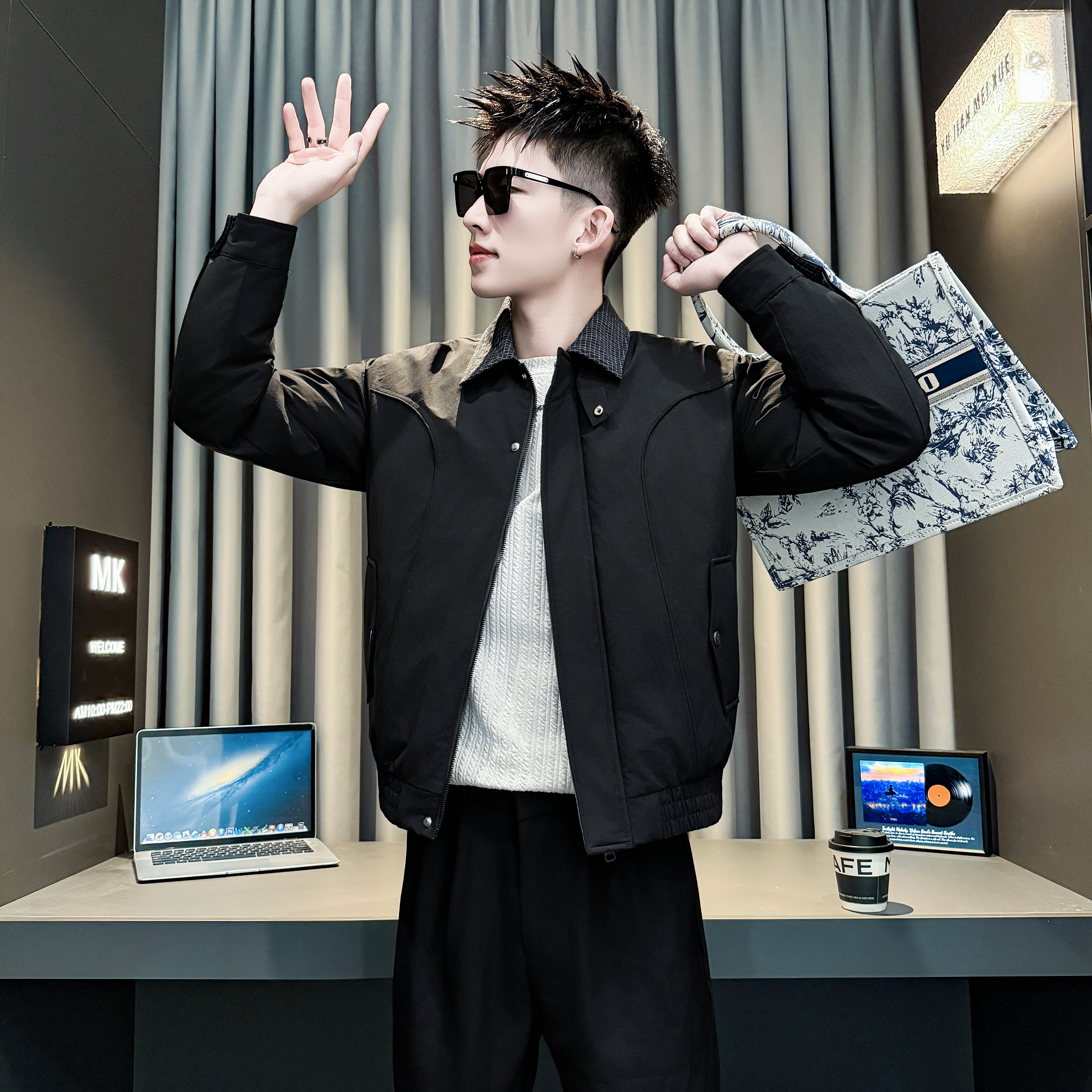 冬季小码XS男加厚翻领棉衣160