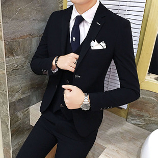 155小码男装矮个子男士西服套装XS码小版修身商务西装三件套礼服