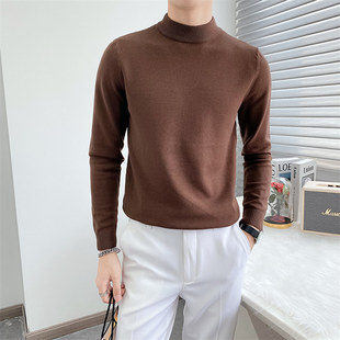 小码男装160纯色半高领打底毛衣男矮个子瘦人XS码修身百搭针织衫