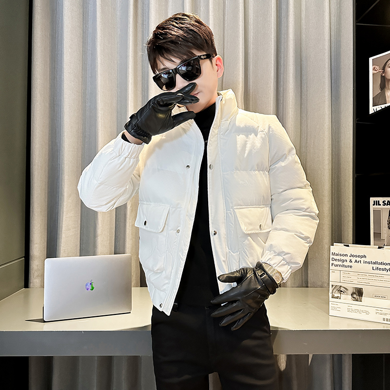 冬季小码加厚上衣男士纯色休闲棉服XS码韩版潮流短款修身棉衣155