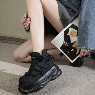 跨境配阔腿裤增高舒服不累脚的厚底鞋女超火大码女鞋41到43短靴女