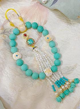 仿绿松锤纹珠十八子女复古