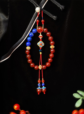 女青金石十八子古风旗袍挂