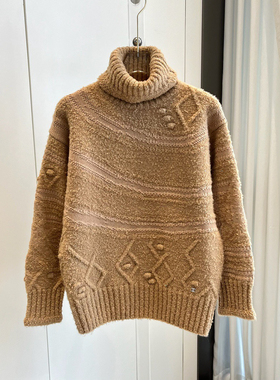羊绒混纺 2025秋冬厚款小香风菱格纹提花针织高领毛衣打底衫