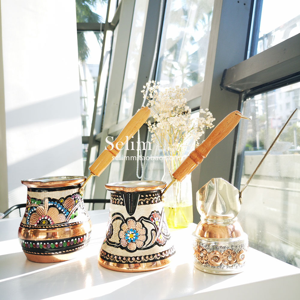 Selim土耳其纯手工雕刻珐琅家用加厚纯铜木柄特大咖啡壶热牛奶壶|msdalam kategori pinggan mangkuk, kopi, periuk kopi - dari Buy2taobao.com untuk memberikan perkhidmatan ejen Taobao profesional membeli