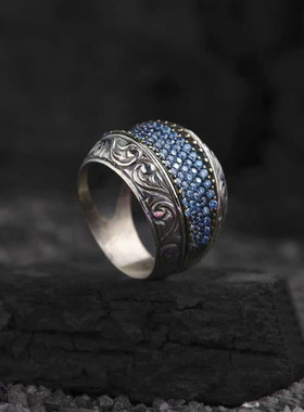 SELIM土耳其手工s925纯银时尚气质复古雕刻男女士通用花纹戒指