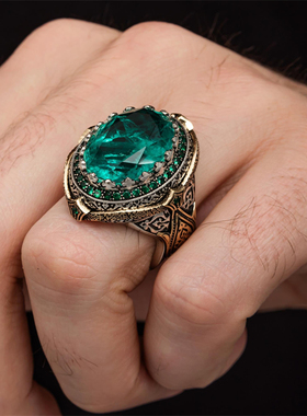 土耳其高定纯手工925银男戒指帕拉伊巴精致高档定制小众复古宽面