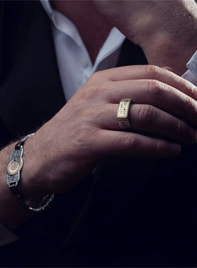 SELIM土耳其s925纯银潮牌银饰复古雕刻男女戒指简单ins高级感礼物