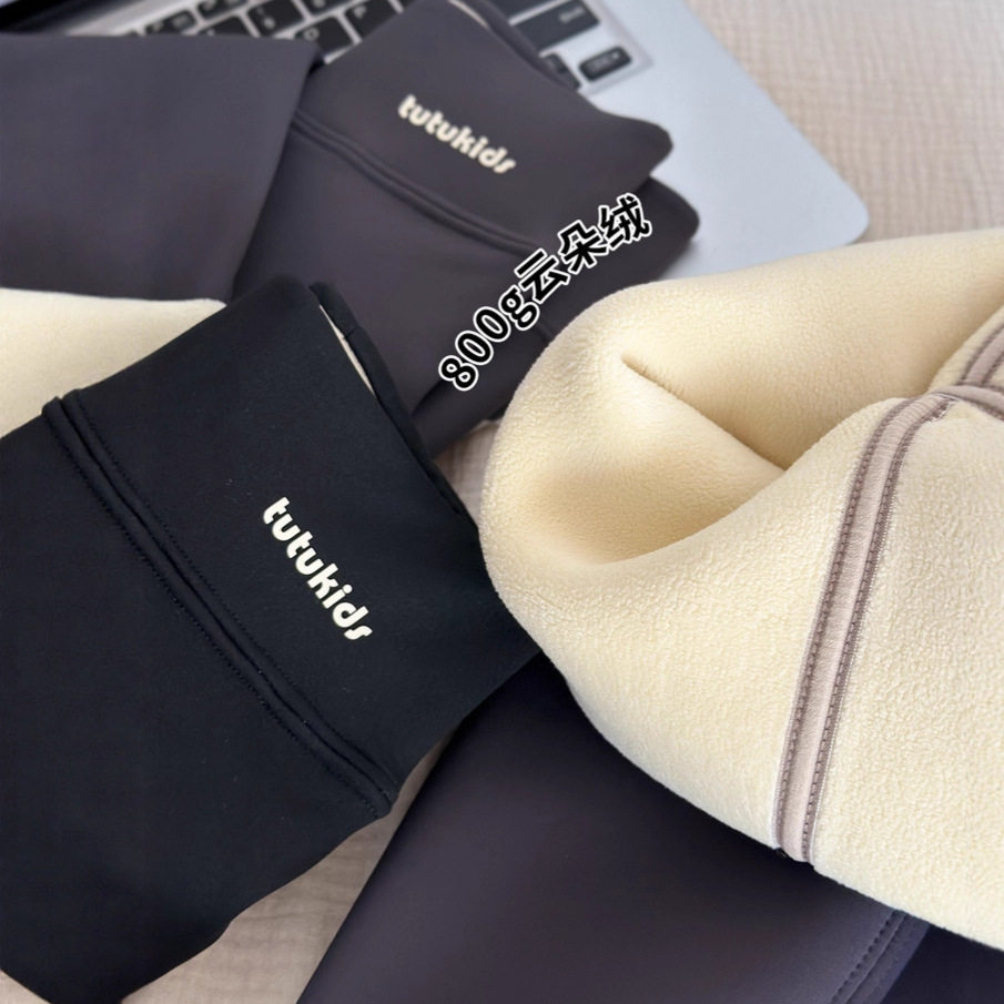 大女孩鲨鱼裤女童加绒加厚高弹打底裤不掉档裤黑色灰100~170内搭