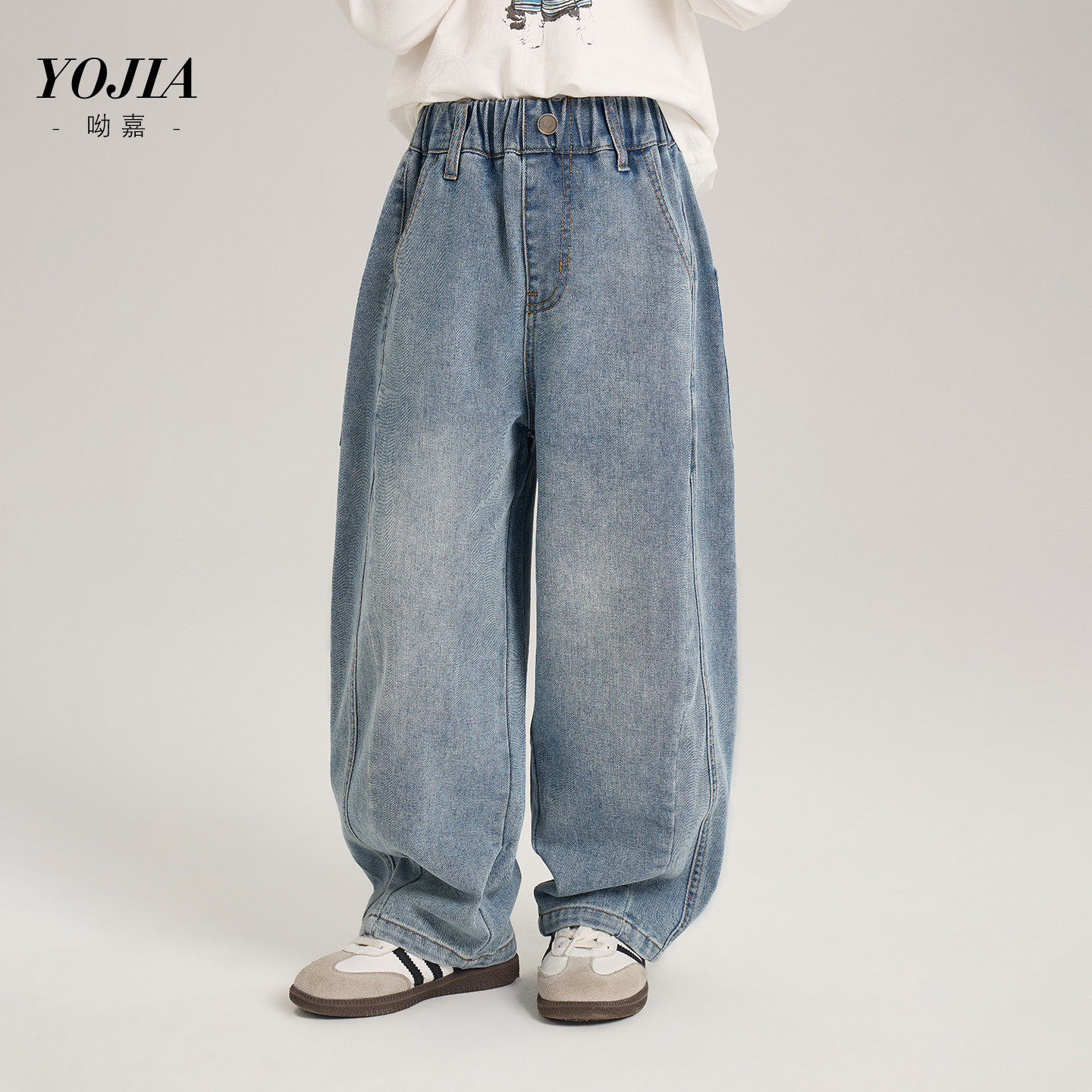 中大女童牛仔裤春款26新款韩版宽松长裤薄款休闲裤直筒裤110~170