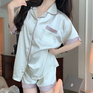 2026年新款冰丝睡衣女夏季短袖薄款高级凉感可爱可外穿家居服套装