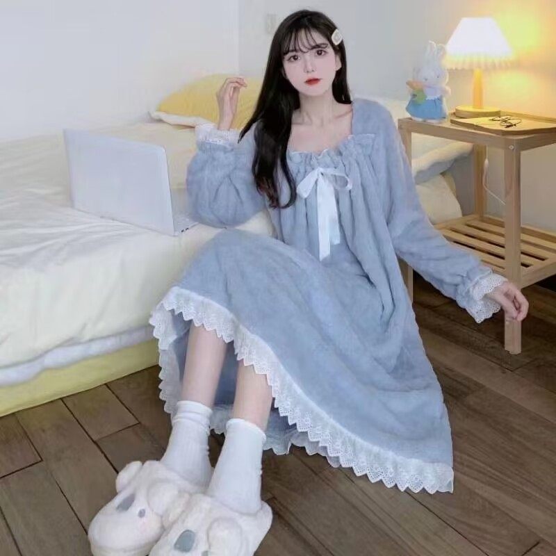珊瑚绒女士加厚保暖可外穿睡裙
