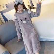 秋冬季珊瑚绒睡裙女新款加绒加厚保暖甜美法兰绒可外穿孕妇连衣裙