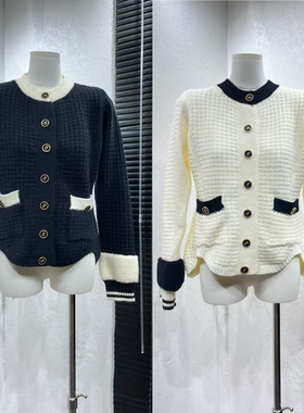 RC'SECRE 圆领撞色小香开衫 蓬松立体感毛巾绣袖口8410