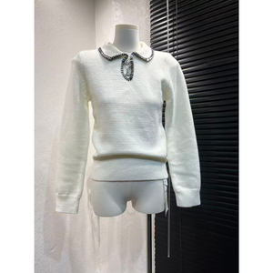 冬日美纪C_EL26滑雪北极绒纱线 手钩娃娃领套头毛衣