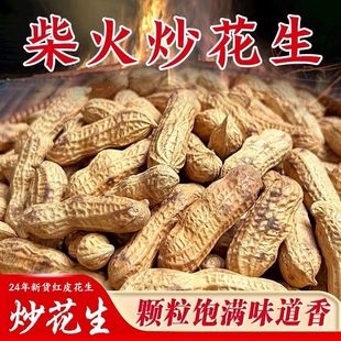 当季新货四粒红炒花生农家熟花生红衣红皮带壳炒熟小颗粒净重批发