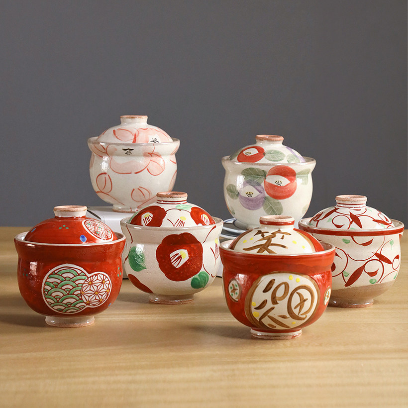 日本进口濑户烧手绘复古日式福字带盖碗燕窝小汤碗蒸蛋甜品炖盅碗,餐饮具,碗,淘宝优惠券,粉丝福利购,淘宝优惠卷