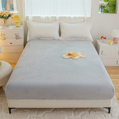 冬天加厚牛奶绒床笠单件