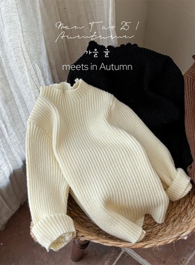 儿童毛衣2025秋冬新款针织半高领宝宝洋气毛衫休闲保暖打底衫