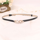 细珍珠水钻对扣小皮带潮流时尚 腰带女装 饰夏裙连衣裙配饰腰带夏季