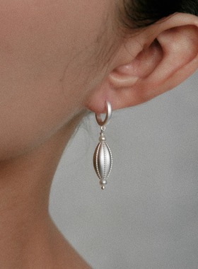 MOIAUSSI 橄榄珠珍珠耳环 轻奢法式复古原创小众设计师女S925纯银