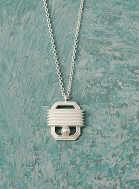 MOIAUSSI 方线珍珠项链 轻奢简约原创设计师高级感女士毛衣链吊坠