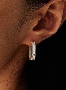 MOIAUSSI 方线钻框耳环 简约气质高级感原创设计女士925纯银耳饰