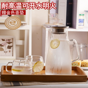 凉水壶玻璃耐高温 防爆家用凉茶壶带盖大号 凉水杯冰箱夏季冷水壶