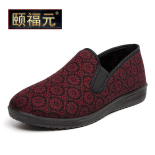 老北京布鞋女秋冬妈妈鞋二棉鞋加绒保暖中老年老人奶奶鞋防滑软底