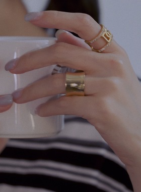 女黄铜镀金小众欧美戒指