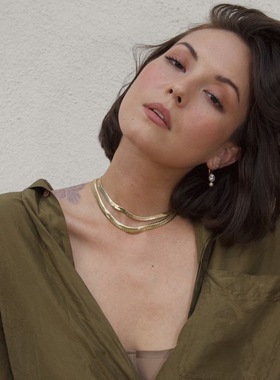 黄铜镀金18k男女简约蛇骨链项链