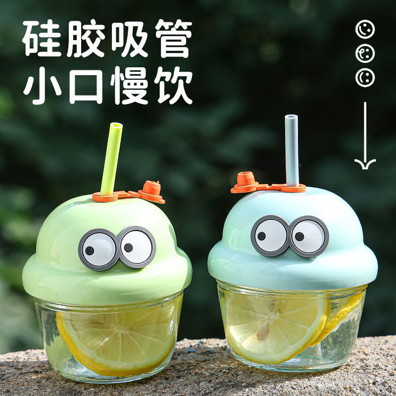 批发墩墩杯迷你水杯可爱玻璃杯卡通吸管杯礼品杯牛奶咖啡胖胖杯
