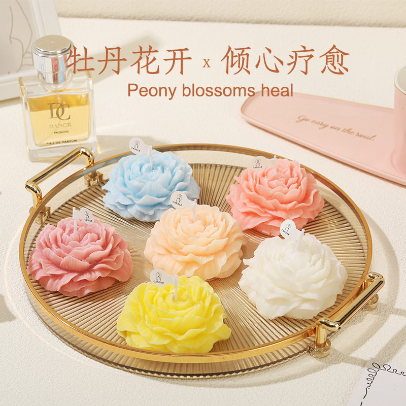 牡丹花香薰大豆蜡蜡烛高级感礼物
