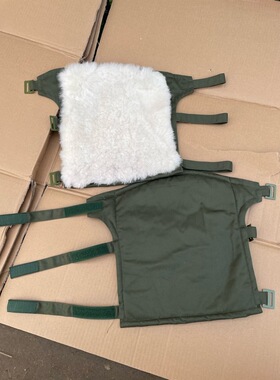 绿色冬保暖羊皮毛护膝男女加厚可调节骑行防风防寒护腿装备